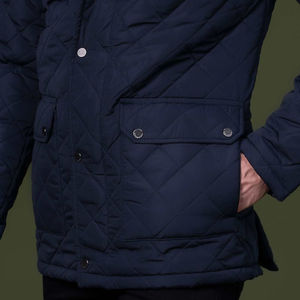 Veste longue matelassée personnalisable par le fabricant direct, col montant, manches longues, style urbain d'hiver, vêtements de neige, ODM haut de gamme, bleu - Product Image 3