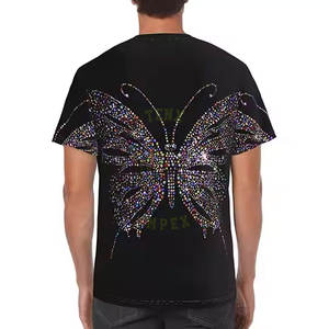 เสื้อยืดผ้าคอตตอนทำจากผ้าฝ้ายสำหรับผู้ชายเสื้อยืดพลอยเทียม - Product Image 4