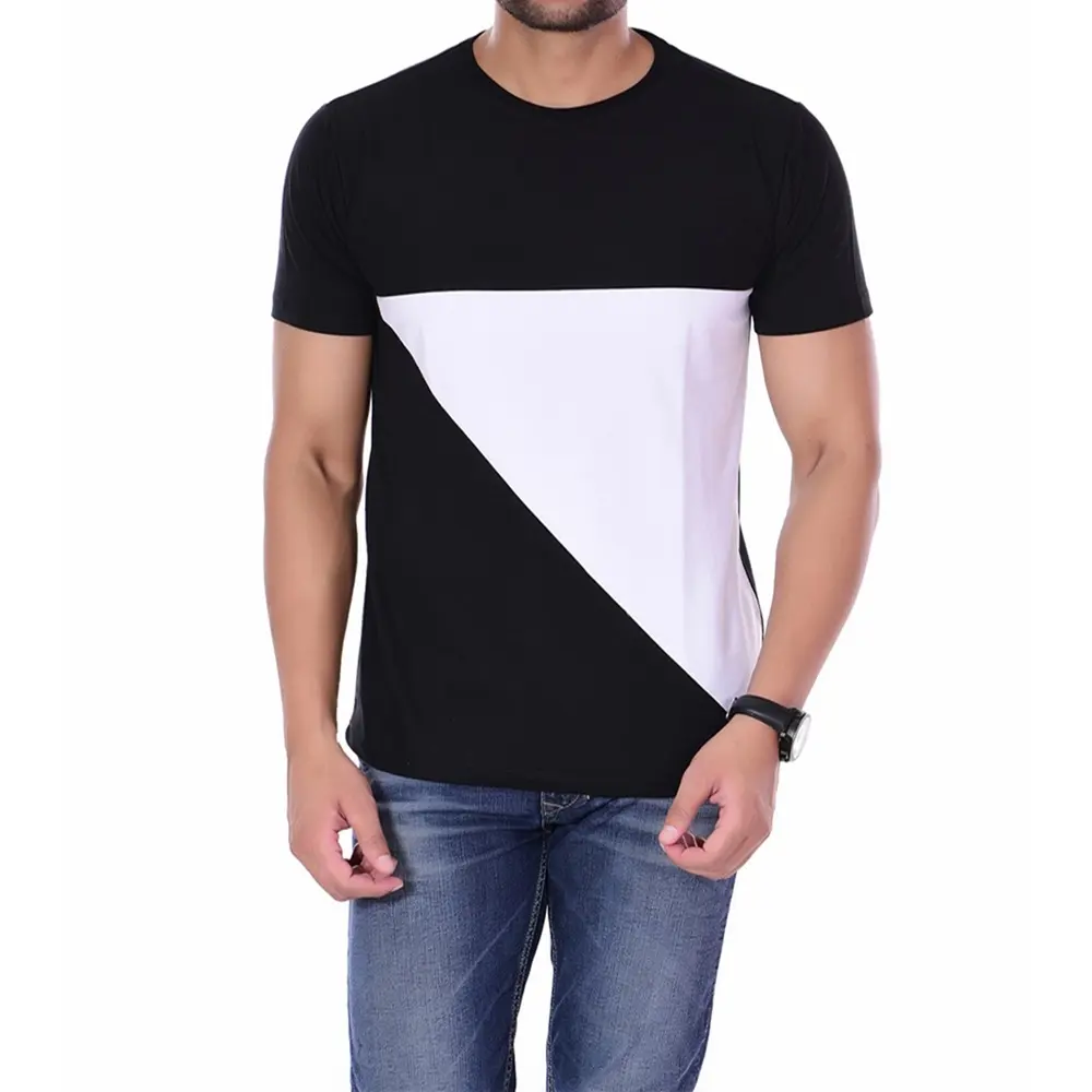 Лидер продаж, модная мужская футболка с логотипом на заказ, двухцветная летняя Базовая футболка с цветными блоками от производителя