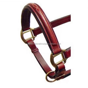 2025 cheval licou haut confort et haute qualité en cuir cheval collier avec coutures fantaisie et matériel en laiton licou cheval - Product Image 3