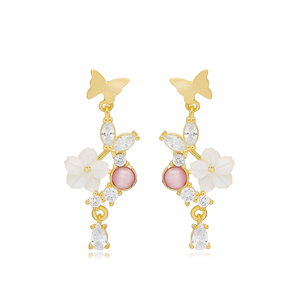 Collection d'été : Boucles d'oreilles longues à motif papillon, pierre marquise, fabrication artisanale turque, vente en gros, bijoux en argent sterling 925 - Product Image 1