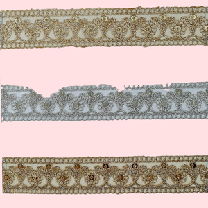 Tejido bordado de primera calidad, tela de encaje de Organza, borde de encaje hecho a mano, vestido de Sari Lehenga nupcial, lujo tradicional - Product Image 6