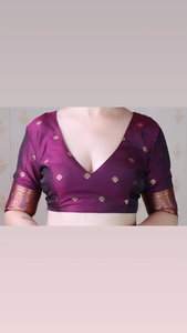 Sari de Seda Suave Banarasi Lavanda con Bordado de Pavo Real, Tejido con Hilo Zari, para Bodas, Lujoso y Festivo - Product Image 6