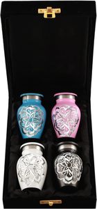 Urne de crémation en métal moderne Design de fleurs multicolores Boîte en velours de qualité supérieure Ensemble de fournitures décoratives-4 Nouveauté Décoration de la maison pour - Product Image 4