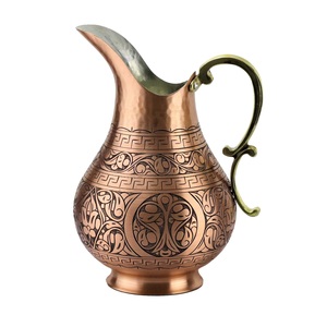Pichet de styliste fabriqué à la main en cuivre pur pour un usage quotidien cuisine salle à manger ayurveda bienfaits pour la santé stockage de l'eau couvercle au design élégant - Product Image 3
