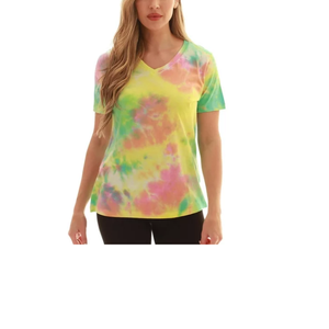 เสื้อยืดโอเวอร์ไซส์ผ้าฝ้ายถักสำหรับผู้หญิงรุ่นใหม่ล่าสุด ระบายอากาศได้ดี สวมใส่สบาย แขนสั้น ลายมัดย้อม ปักโลโก้ เหมาะสำหรับฤดูร้อน - Product Image 6