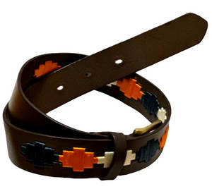 Ceinture polo en cuir véritable Ceinture occidentale brodée colorée faite à la main pour hommes femmes - Product Image 1