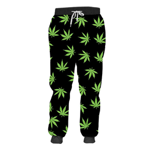 Compre pantalones impresos por sublimación de hojas 3D hechos a medida, pantalones para correr para niños y hombres con bolsillos laterales - Product Image 1