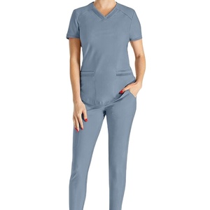 Ensemble de blouses médicales pour femmes, multi-poches, extensibles, uniforme d'hôpital, logo personnalisé, fournisseur de blouses OEM - Product Image 1