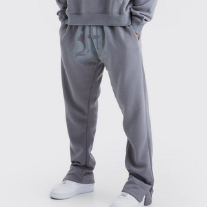 Ensemble survêtement homme en coton épais imprimé avec logo personnalisé brodé, pantalon de survêtement évasé et empilé, sweat-shirt à capuche, automne, uni - Product Image 6