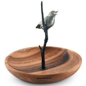 Frutero Decorativo de Metal con Forma Ovalada, Color Blanco Elegante con Diseño de Flor Dorada, Hermoso y Elegante - Product Image 2