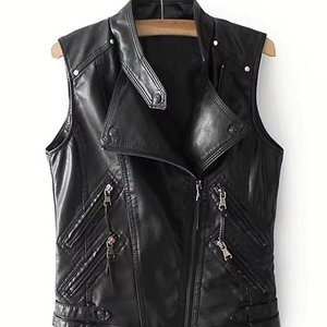 Chaleco de cuero Vintage para mujer con detalles de tinte de inmersión Premium Chalecos genuinos recortados casuales a elegantes - Product Image 1