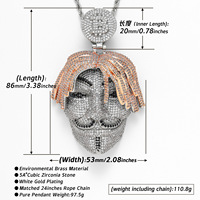 Collier pendentif inspiré de l'anime avec pierres multicolores, bijoux hip-hop audacieux en gros pour les rappeurs et les fans de streetwear