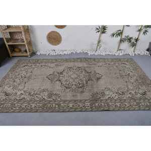 Tapis turc vintage de grande surface Beige Brown Patchwork Design Laine Latex Rectangle Couloir pour Chambre Chevet Taille 5.3X9.1 ft - Product Image 3