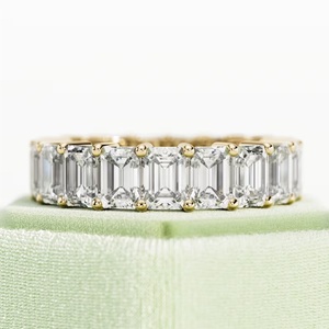 5,7 TCW Lab Grown Diamond Emerald Cut Eternity Band Emerald Diamond Eternity Ring Shared Prong Wedding Band White Gold - Product Image 2