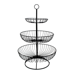 Meilleur vendeur Panier de rangement en fil de fer à 3 niveaux Forme personnalisée Étagère à fruits et légumes en métal avec finitions noires Meilleure qualité - Product Image 6