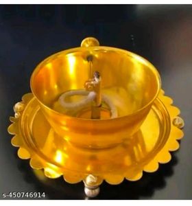 Jyoti Diya ที่ทำจากเหล็กชุบทองพร้อมฝาแก้วคริสตัลดีไซน์ล่าสุดใช้ในด้านศาสนาขายส่งจากโรงงานโดยตรง - Product Image 2