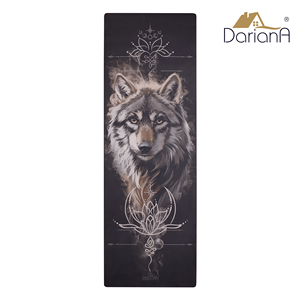 Premium Suede Yoga <b>Mat</b> Wolf Design Black 183 × 61 cm Thick 3 mm Natural Rubber Non Slip Yoga Pilates Fitness <b>Mat</b> - Product Image 2