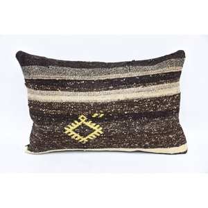 Laine brune 16x16 pouces coussin décoratif motif vintage Kantha brodé oreiller techniques tissées - Product Image 1