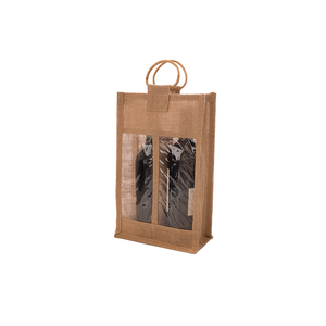 Bolsa de 6 botellas de vino ecológica personalizada Material de yute elegante para regalar con estilo Mejor precio de venta - Product Image 1