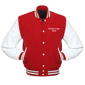 Blouson aviateur universitaire en tissu de laine haute Logo personnalisé Style hip-hop cuir ample uni Campus Street Look Baseball à flocage élevé - Product Image 3