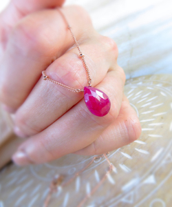 สร้อยคอโซ่พลอยทับทิมธรรมชาติสำหรับผู้หญิง925สไตล์โบฮีเมียนจี้ชุบทองแฮนด์เมด - Product Image 3