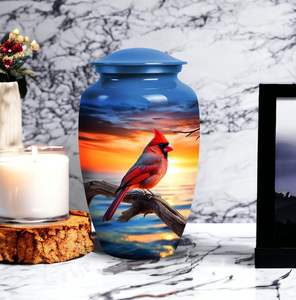 Urna con temática de pájaro Cardenal en rama de árbol al atardecer para hombre y mujer, urna funeraria para cenizas de adultos, hombres y mujeres, tamaño personalizado - Product Image 4