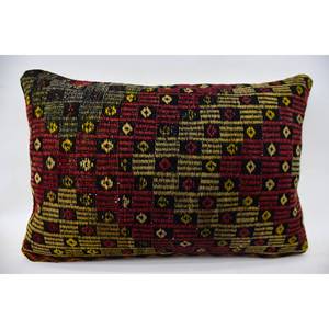 Oreiller en Laine Patchwork Kantha Multicolore 16x24 Pouces Motif Vintage Tissé - Product Image 1