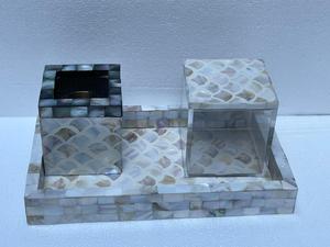 Luxury Mother of Pearl Inlay Serving Tray Set with Coasters | Resin Craft Ramadan <b>Eid</b> Home Decor Decorative Tableware <b>Gift</b> - Product Image 3