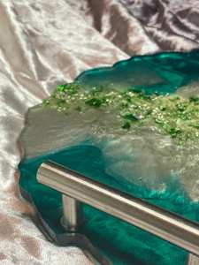 Plateau en résine avec design artistique tourbillon plateau décoratif en résine pour présentoir de parfum de vanité et table d'accent de chambre - Product Image 3