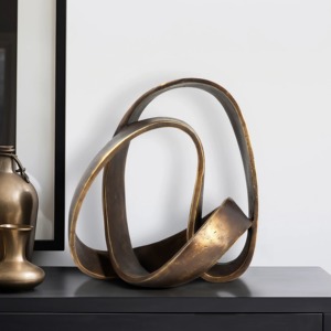 Iron Abstract Knot Sculpture Modern Iron Statue Interlocking Loops Ribbon Design Handmade Durable Eco-Friendly Living Room Decor - Product Image 6