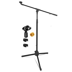5 Core Mic Stand Floor Height Adjustable <b>Tripod</b> Microphone Stands w Extending Telescoping Boom Arm - Product Image 1