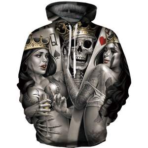 Venta al por mayor sudaderas con capucha personalizadas con impresión de sublimación de calavera con capucha para la temporada de primavera - Product Image 6