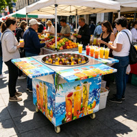 Chariot à glace mobile compact pliable avec comptoir, distributeur de boissons froides, pack de base pour petites entreprises de rue