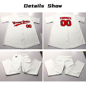 Custom <b>Baseball</b> Uniform Mesh Quick Dry Sublimation Pinstripe Personalized Men's <b>Baseball</b> Jersey Pants <b>Cap</b> Set - Product Image 4