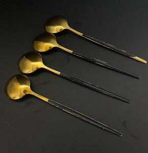 Juego de cubiertos modernos Cubiertos de acero inoxidable de la mejor calidad Pulido con espejo Chapado en oro Utensilio de cocina de metal duradero 2025 - Product Image 5