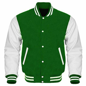 Veste universitaire pour hommes col montant saison d'hiver haute qualité Style décontracté Baseball Letterman veste à manches en cuir - Product Image 4