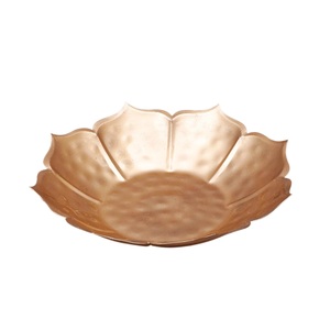 Handmade Silver Color Metal Bowl with Gold Leaf Handle Polished Technique for Fruit <b>Display</b> <b>Table</b> Decoration Parties Restaurants - Product Image 1