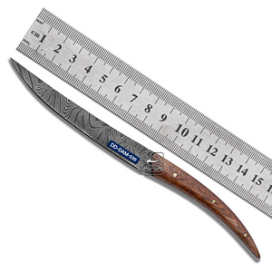 Handmade Hunting Knife High Quality Mahogany <b>Wood</b> Handle Damascus Steel Blade Embossed Leather Sheath Laser Engraved OEM - Product Image 4