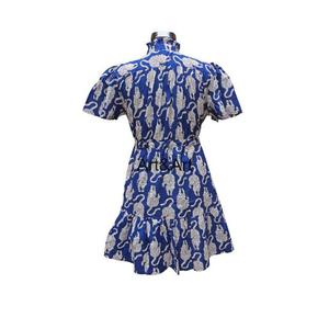 Vestido Midi de algodón ecológico para mujer, elegante bloque de mano, diseño impreso, informal, moderno, botón Simple, decoración de encaje - Product Image 6