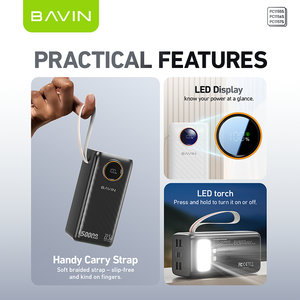 Bavin biểu tượng tùy chỉnh pc1155s pc1156s pc1157s 30000mAh 40000mAh 50000mAh 22.5 wát LED hiển thị ngân hàng điện với cáp LED ánh sáng - Product Image 6