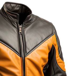 เสื้อแจ็คเก็ตหนังแกะแท้สีดำมัสตาร์ดสำหรับผู้ชาย กันน้ำ ระบายอากาศ เป็นมิตรกับสิ่งแวดล้อม ทันสมัย สไตล์ลำลอง สปอร์ต นักแข่ง ขี่สกู๊ตเตอร์ - Product Image 4