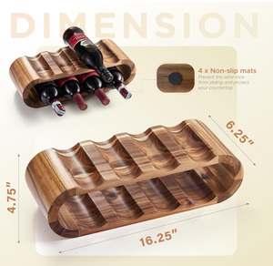 Estante de vino de madera de acacia para 8 botellas, soporte de vino de madera para encimera para cocina, comedor, bar y decoración del hogar de Vietnam - Product Image 3
