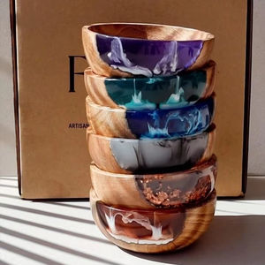 Tazón de madera decorativo para mesa de diseño de tendencia, forma redonda de calidad Premium para cuencos de resina de madera de Venta caliente hechos a mano - Product Image 1