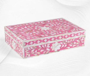 Boîte à bijoux en MDF incrusté de résine et d'os avec logo personnalisé écologique pour les femmes à des fins de cadeau disponible en vrac - Product Image 3