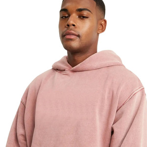 La mayoría de los hombres de moda 300 GSM Light Pink Acid Washed Pullover Hoodie con bolsillo frontal para invierno - Product Image 2