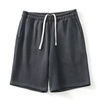 Shorts d'été pour hommes, 340g, coupe lourde, couleur unie, délavé, décontracté, sport, gym, course, coupe ample, streetwear, cordon de serrage, logo personnalisé