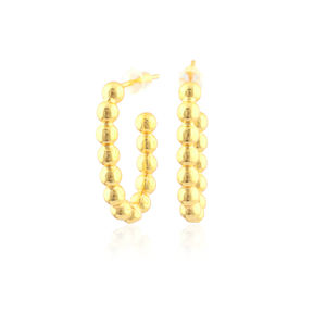 Créoles d'oreille design perlées bijoux en laiton métal uni poteau d'oreille repousser cerceaux plaqué or petites perles rondes boucles d'oreilles créoles - Product Image 5