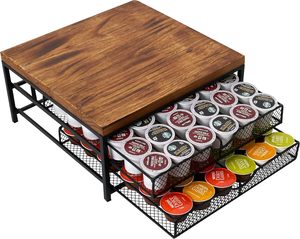 ลิ้นชักเก็บฝักกาแฟทำจากไม้อะคาเซียสำหรับใส่ฝักกาแฟถุงชา K ที่วางแก้วกล่องเก็บของในห้องครัว - Product Image 3