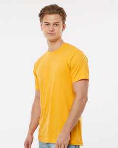 Camiseta Unisex de Mezcla Triple Color Amarillo Jaspeado, Camiseta Unisex de Jersey Fino, Camisetas Amarillo Jaspeado - Product Image 2